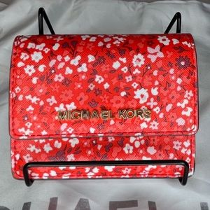 Red/Coral Michael Kors Floral Wallet